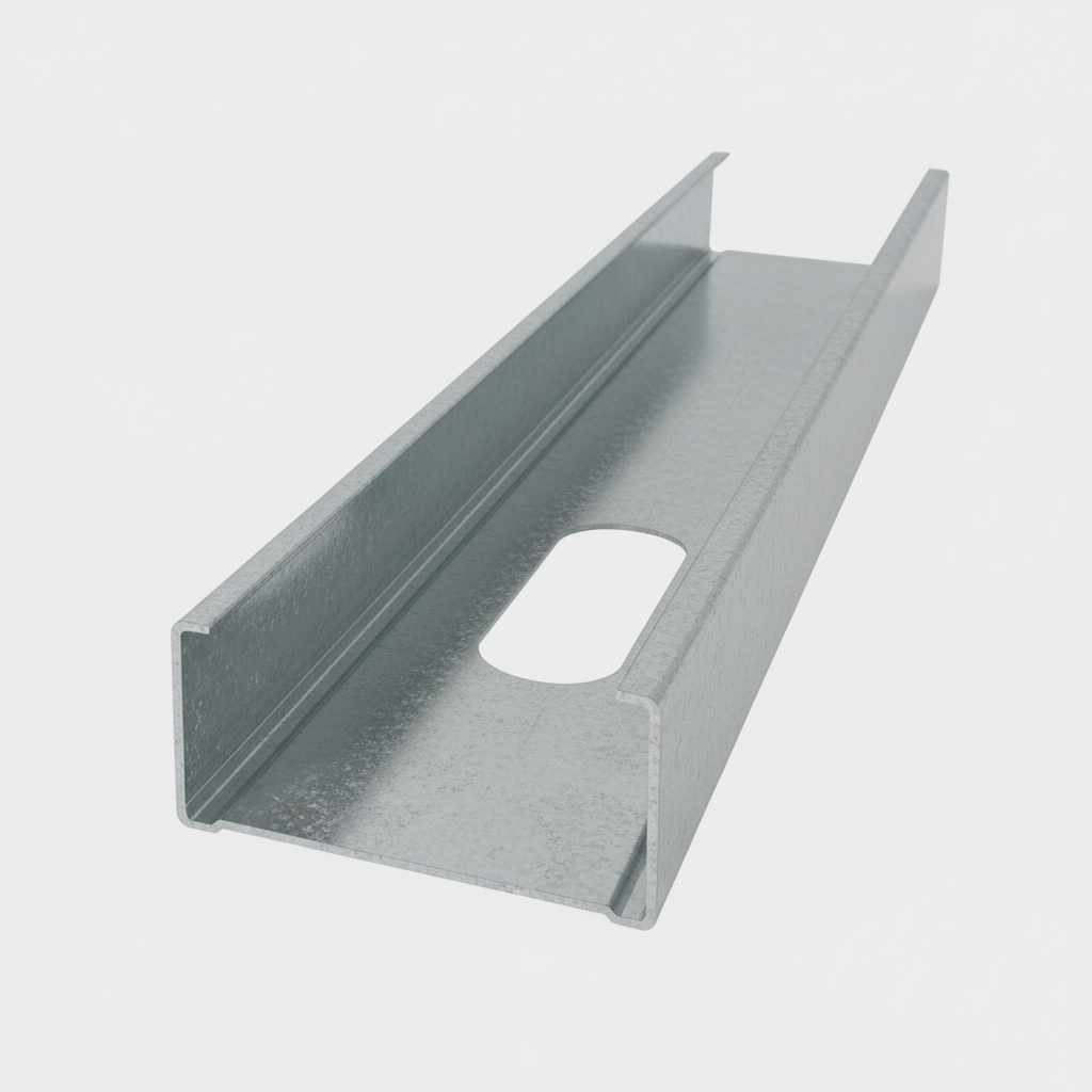 MONTANTE U-channel profile with hole - gray background