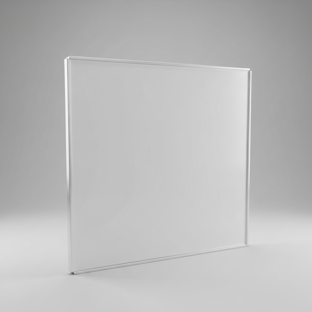 Smooth white aluminum acoustic panel with frame - gray background