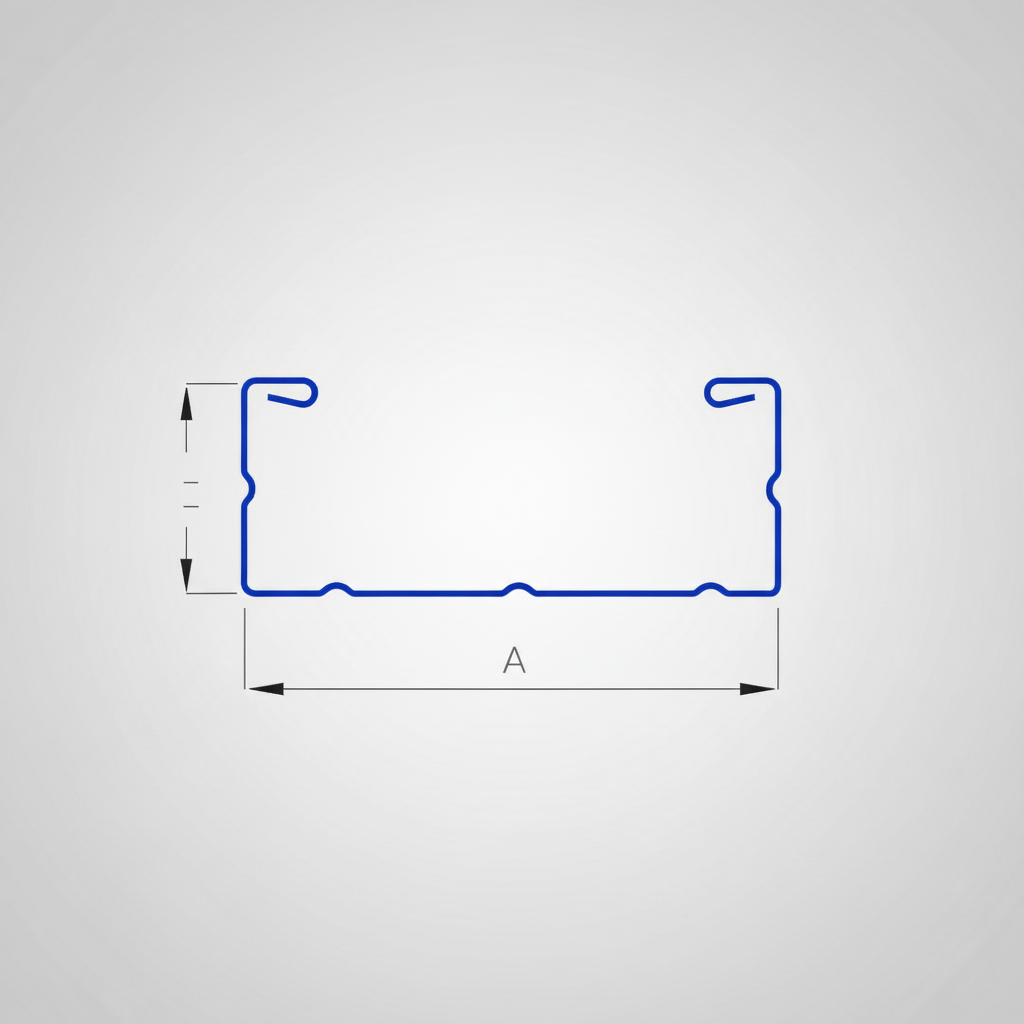 TC profile technical cross-section diagram - gray background